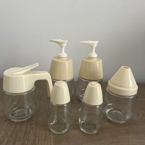 Vintage Gemco The Mini 6 Piece Chef Set 1982 Almond Color Salt And Pepper USA